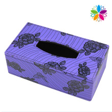 Lila Rechteck Blume Leder Tissue Box (ZJH073)